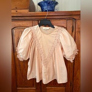 THE GREAT. The Sparrow Top in Soft Pink. Size 0